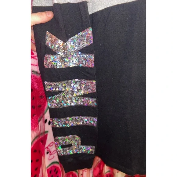 🖤 PINK Victoria's Secret Sequin Long Sleeve Tee - Picture 3 of 5